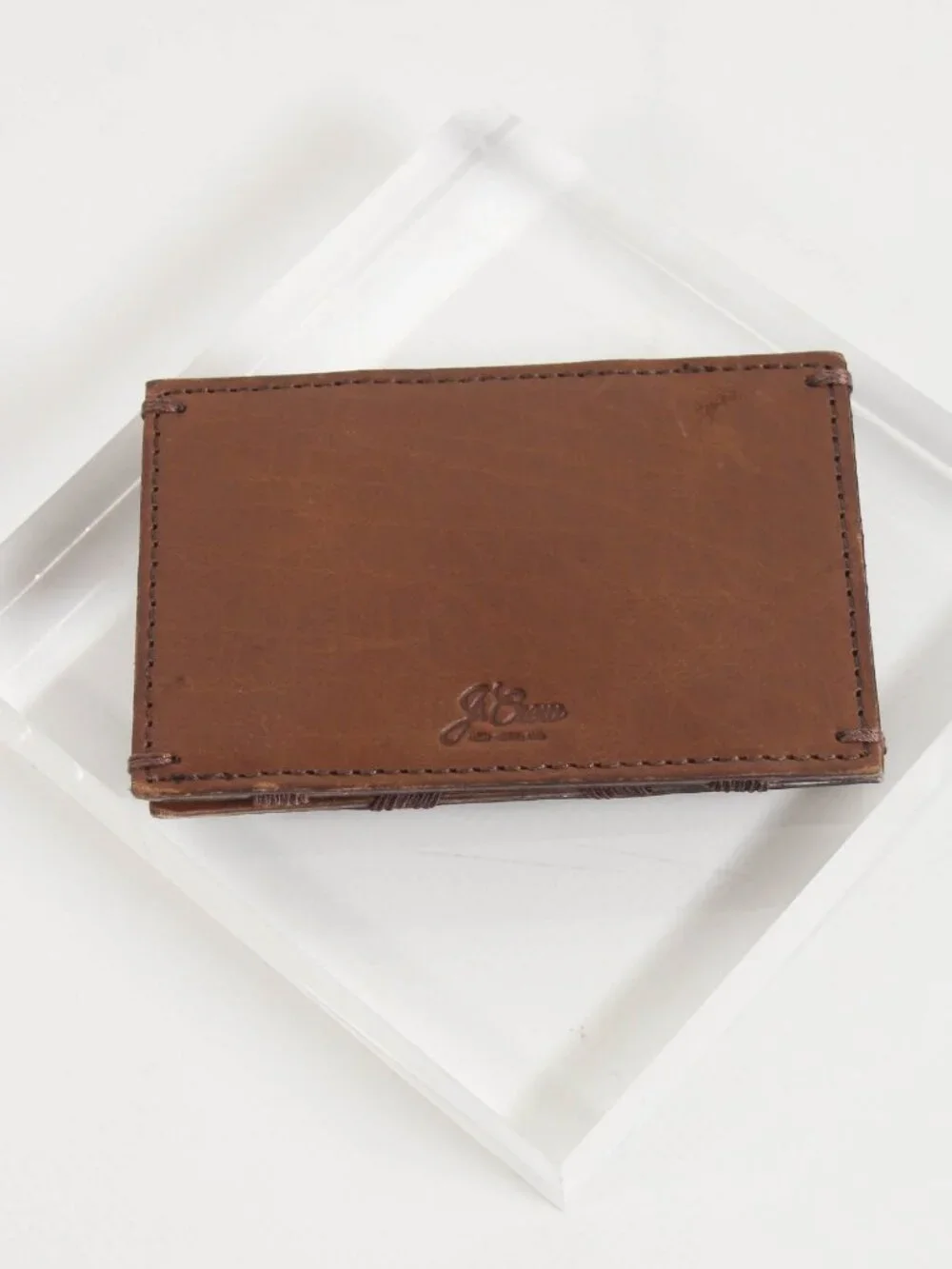 J.Crew Brown Leather Card Holder Wallet NWT Minimalist Card Case